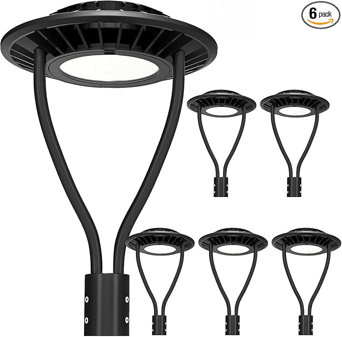 Lightdot LED Post Top Lights 200W Circular Area Light 30000Lm 5000K LED Parking Lot Light with Photocell Outdoor Pole Lights Fixture for Garden Yard Street Lighting - 6 Pack