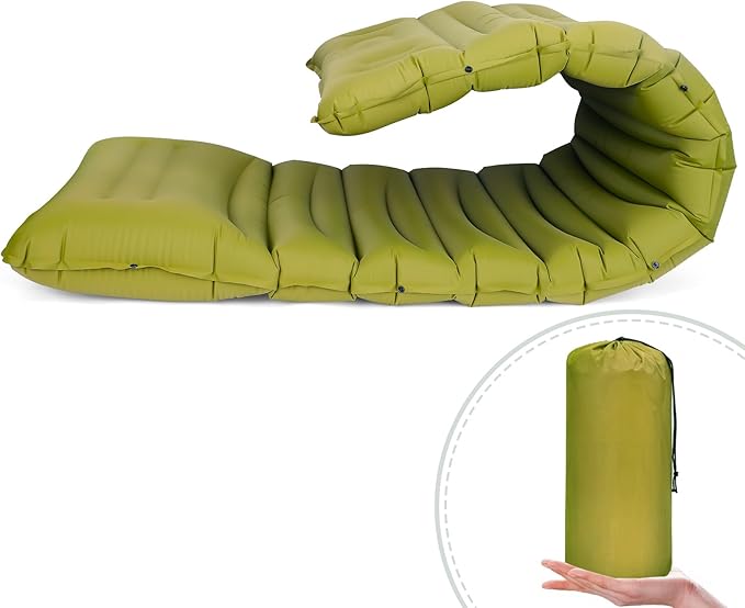 Extra Thick 4.8 Sleeping Pad for Camping Self Inflating Camping Pad with Built-in Foot Pump 78x27 Ultralight Sleeping Pad with Pillow for Backpacking Hiking Travel &amp Outdoor Fun (Green)