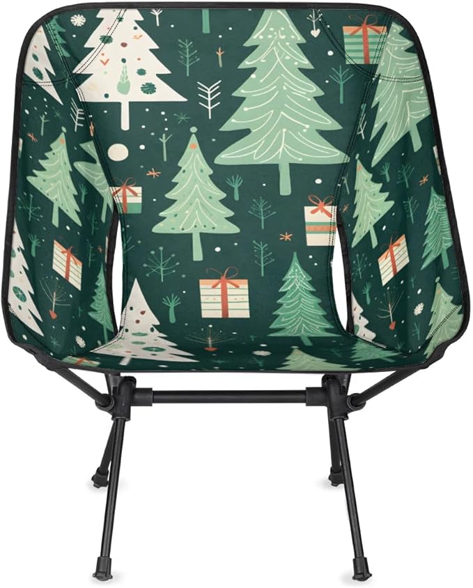 Portable Camping Chair Xmas Tree Ultralight Folding Camping Chair Christmas Tree Backpacking Hiking Chair with Cup Holder for Outdoor Travel Beach Picnic Festival Compact Portable 176 lbs Capacity
