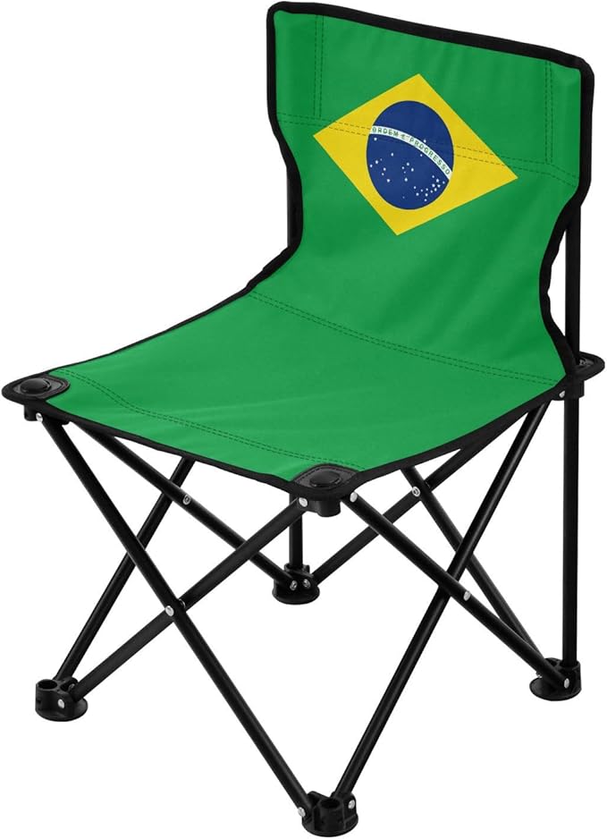 DOMIKING Brazilan Flag Kids' Portable Camping Chairs for Outdoor Beach Chair with Carry Bag Folding Chair for Events Garden Beach