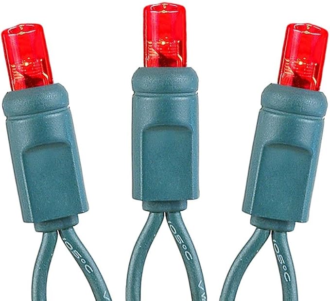 Novelty Lights Coaxial 4 Pack 25 Feet 50 Red LED Christmas String Commercial Grade Green Wire Waterproof Connections Modular Product Line Connect 43 Sets