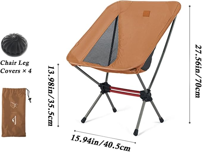 Naturehike Camping Chair Foldable with Storage Bag Outdoor Portable Chair for Adults Lightweight Supports 330lbs Backpacking Chair for Fishing Hiking Beach Lawn