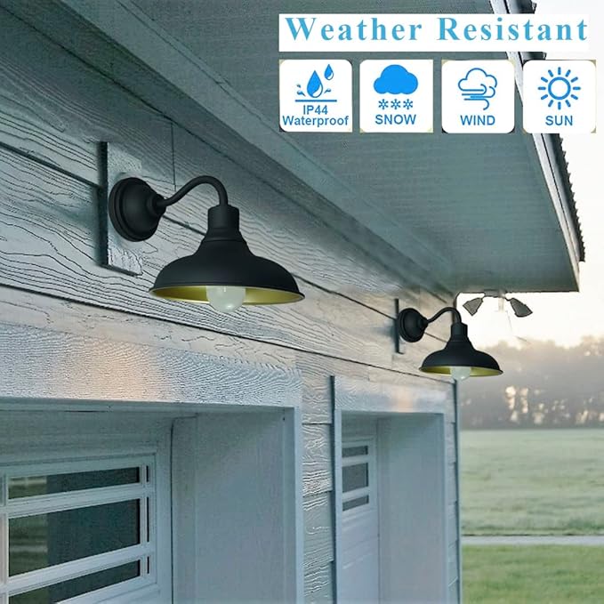 JCHAL Gooseneck Front Porch Wall Light Rustic Farmhouse Wall Sconce Outdoor &amp Indoor Wall Mount Barn Light 8 Matte Black (1 Pack)