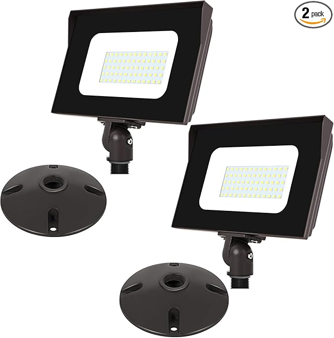 LED Flood Lights Outdoor 40W 4400LM IP65 Waterproof Adjustable Knuckle Mount LED Security Light500W Halogen Equiv5000K Daylight Dusk to Dawn Flood Light for Yard Garage Garden(2 Pack)