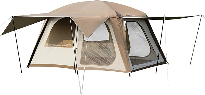 Vidalido 4-6 Person Camping Tent with 3 Door 2 Room Large Family Cabin Tents Double Layer Waterproof Portable Glamping Tent Big Tents for Outdoor Camping Hiking and Backpacking