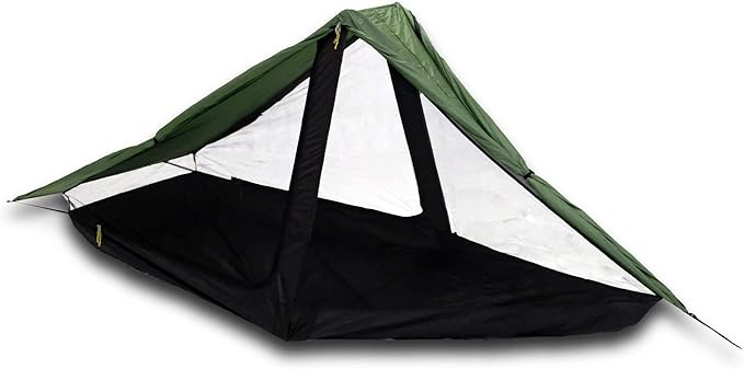 Six Moon Designs Skyscape Scout Green 1 Person Ultralight Tent. 38 oz. Affordable Backpacking Hiking Tent. Polyurethane Coated 190T Polyester. Trekking Pole Setup. Great 1st Ultralight Camping Tent.