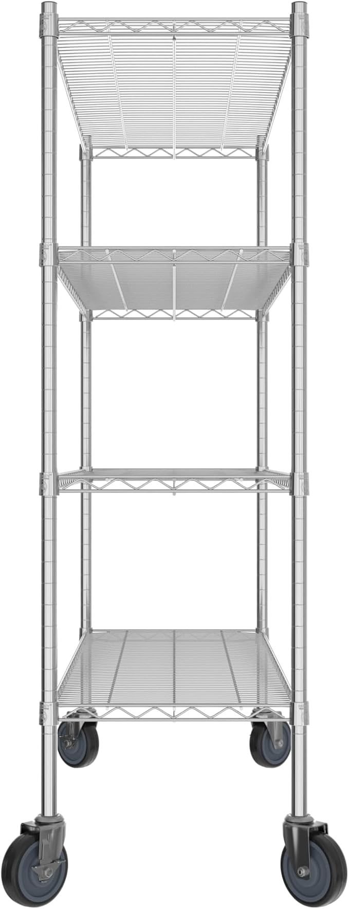 Commercial NSF Listed Chrome Mobile Wire Shelving Kit 18 x 48 x 60 with 4 Shelves Perfect for Warehouse Walk-in Refrigerator Freezer Grocery Store Restaurant Dishroom