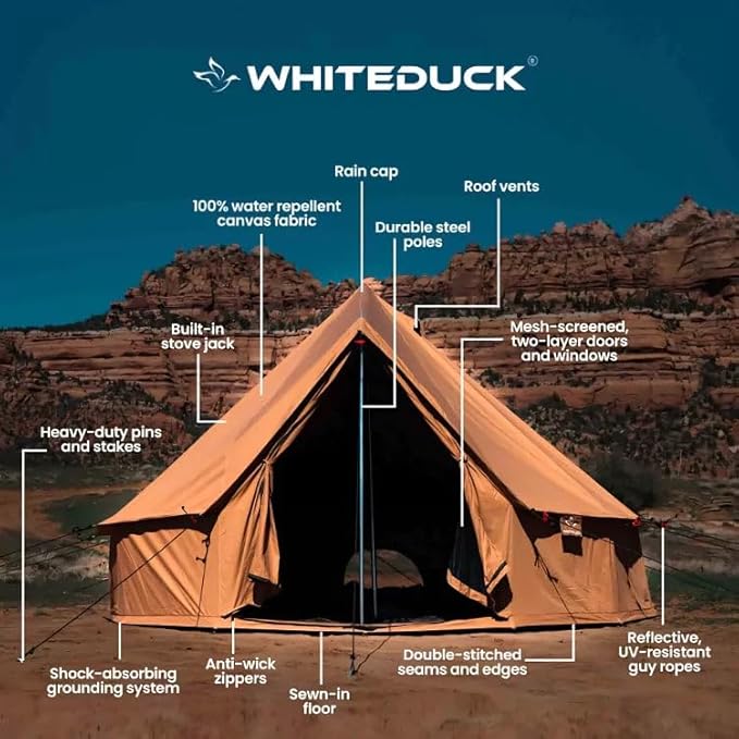 WHITEDUCK Regatta Canvas Bell Tent - w/StoveJack Waterproof 4 Season Luxury Camping and Glamping Yurt Tent Outdoor