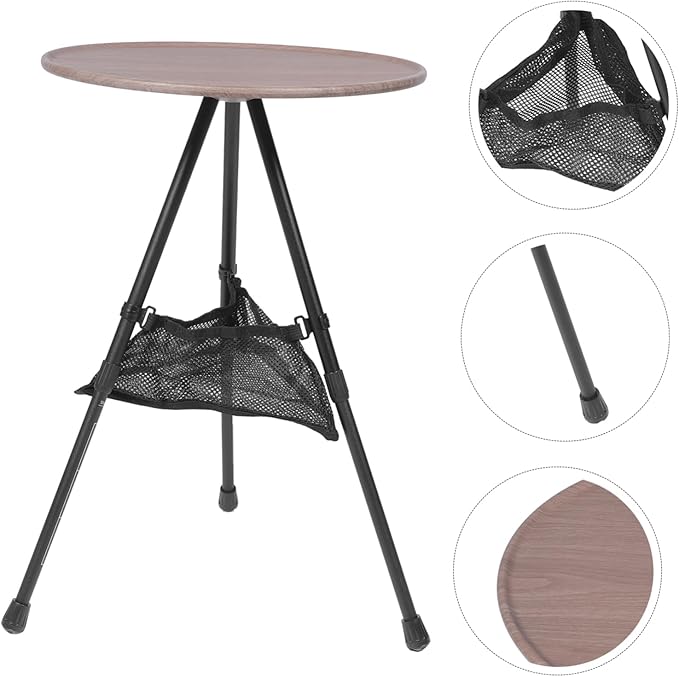 PRETYZOOM Portable Folding Round Table Adjustable Aluminum Camping Table Lightweight for Outdoor Use Beach Accessories Easy to Carry