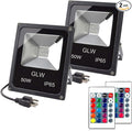 LED RGB Flood Light 50W Outdoor Color Changing Lights with Remote Control IP65 Waterproof Dimmable Wall Washer Light Flood Lamp 16 Colors 4 Modes with US 3-Plug(2 Pack)