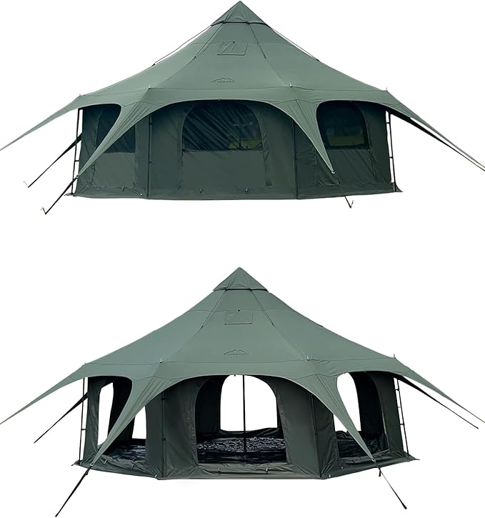 Cotton Canvas Tent Bell - Yurts Breathable and WindproofGlamping for 6/8/10Person Family Camping