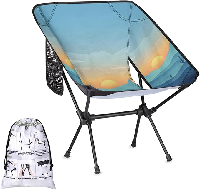 Honeybaby Folding Camping Chair Mountain Cactus Sun Camping Chairs Lightweight Portable Chair Outdoor Foldable Chairs for Camping Travel Picnic Beach Hiking