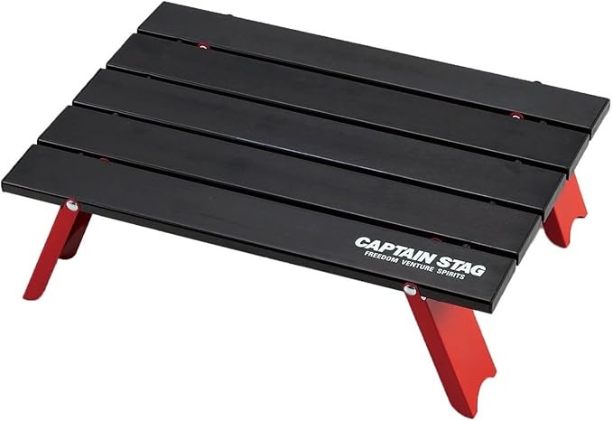 CAPTAIN STAG UC-520 Aluminum Roll Table for Camping Barbecues Compact Black