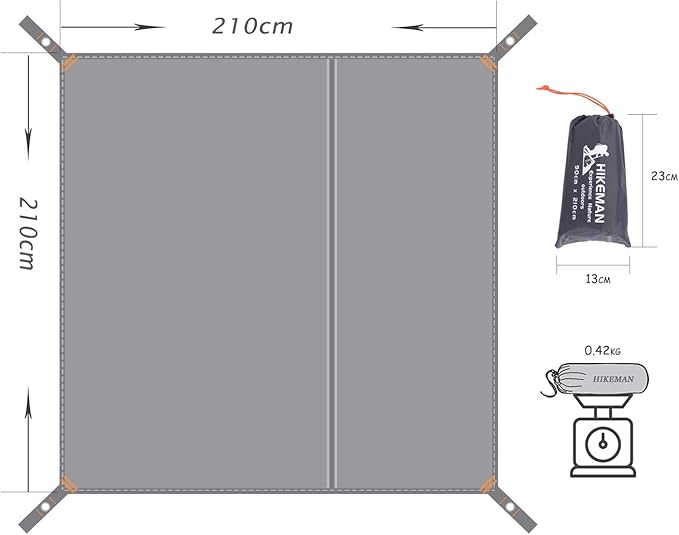 Hikeman Tent Footprint - Waterproof Camping Tarp Heavy Duty Tent Floor Saver Ultralight Ground Sheet Mat for Hiking Backpacking Hammock Beach - Storage Bag Included(XL-83”x83”)