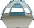 OutdoorMaster Beach Tent Sun Shelter for 3-4 Person Pop Up Beach Tent Easy Setup with Sandbags Portable Sun Shade Canopy with Carrying Bag for Beach &amp Outdoor UPF50+ UV Protection Family Size