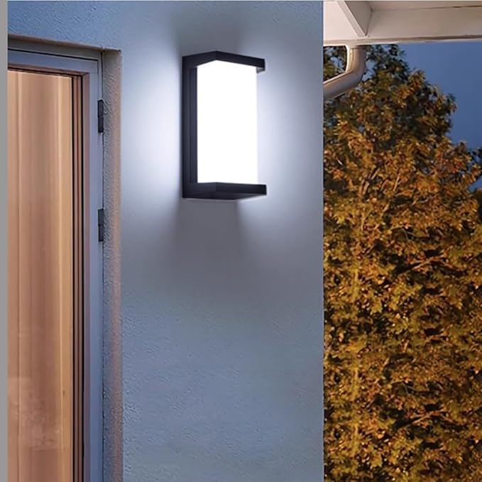 Sytmhoe Dusk to Dawn Outdoor Wall Lights Modern LED Exterior Light Fixture6000k Black Outdoor Wall SconceOuside Light for House Porch Patio Garage Walkway Backyard Garden