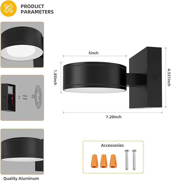 Modern Aluminum Porch Sconce Lights - LED Exterior Wall Sconce Waterproof 8W 3000K for Garage Enterway