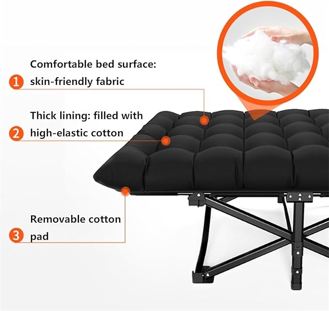 Folding Camping CotCamping Cot for Adults Portable Sleeping Bed with Carry Bag Heavy Duty Foldable Cots for Hiking Home Office Naps and Vacation