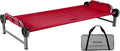Disc-O-Bed Youth Single Cot Kid-O-Bed with Storage Organizer for Easy Gear Access &amp Carry Bag Transport Indoor or Outdoor Use Red