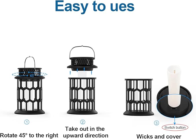 Sola Lanterns Outdoor Waterproof Flickering Flame Hanging Solar Lanterns Solar Powered Wireless Lantern Decorative Lighting for Halloween PartyPatioGardenYardPathway