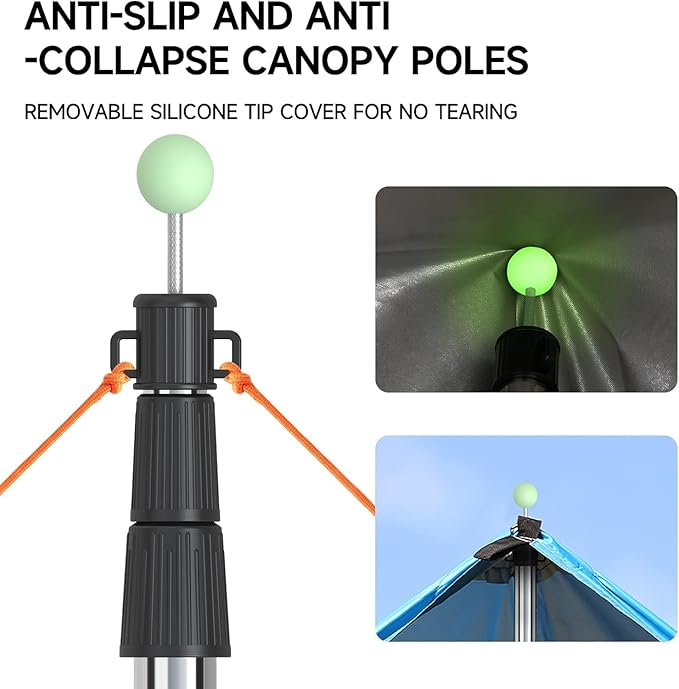 SANLIKE Stainless Steel Telescoping Tarp Poles 34-86.6 Heavy Duty Waterproof 22mm Thick 2.97 lbs for Canopy Awning Sun Shelter Backpacking Hiking Camping