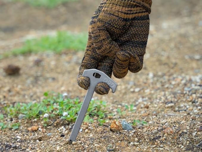 DOD Shakeen Peg Set (L) - 8 Pack Heavy Duty 11-Inch Forged Steel Tent Stakes - Durable Ground Anchors for Tents and Tarps - Silver/Black
