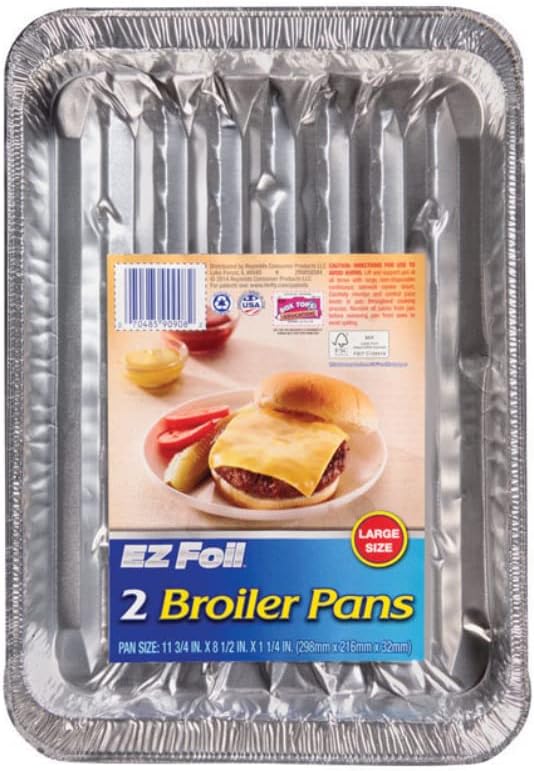 Hefty EZ Foil 8-1/2 in. W X 11-3/4 in. L Super Broiler Pan Silver 2 pk (Pack of 12)