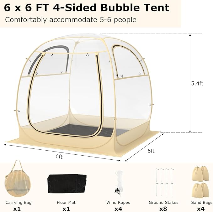 Goplus Sports Tent Instant Pop up Weatherproof Shelter Portable &amp Foldable Outdoor Clear View Bubble Tent w/Carrying Bag Floor Mat Watch Sports Events Camping