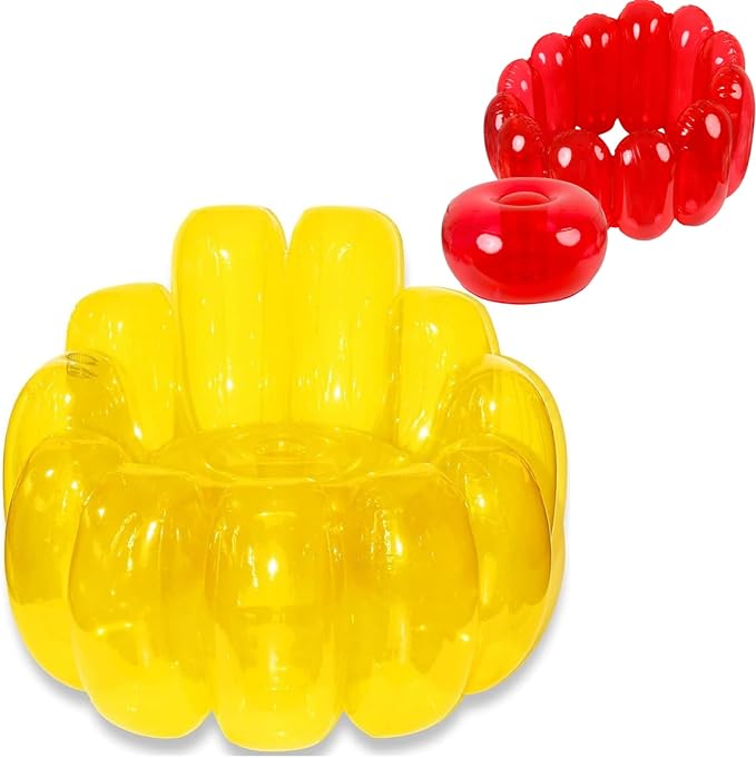Jelly Inflatable ChairJelly ChairJelly Collection Inflatable ChairJello Inflatable ChairJelly Blow Up Chairfor Indoor Outdoor Camping Party Beach Hiking Yard (Yellow)