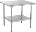 Kratos Stainless Steel Kitchen Prep Table 24 Dx36 W with Undershelf NSF Worktable for Restaurants - 18ga/430SS (28W-044)