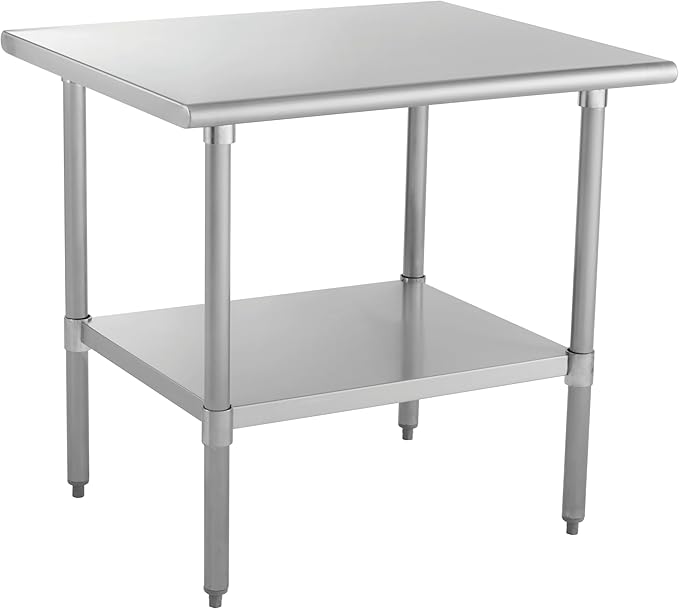 Kratos Stainless Steel Kitchen Prep Table 24 Dx36 W with Undershelf NSF Worktable for Restaurants - 18ga/430SS (28W-044)