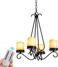 HOXIYA Battery Operated Outdoor Lights 4 Light Battery Powered Pendant Light Waterproof Wireless Hanging Chandelier Led Candle Light with Remote for Porch Patio Pergola Gazebo Canopy Tent Decor