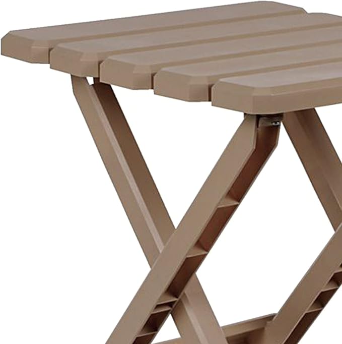 Camco Adirondack Portable Outdoor Camping Small Weatherproof Rustproof Durable Plastic Folding Side Table for Indoor and Outdoor Use 2 Pack Taupe