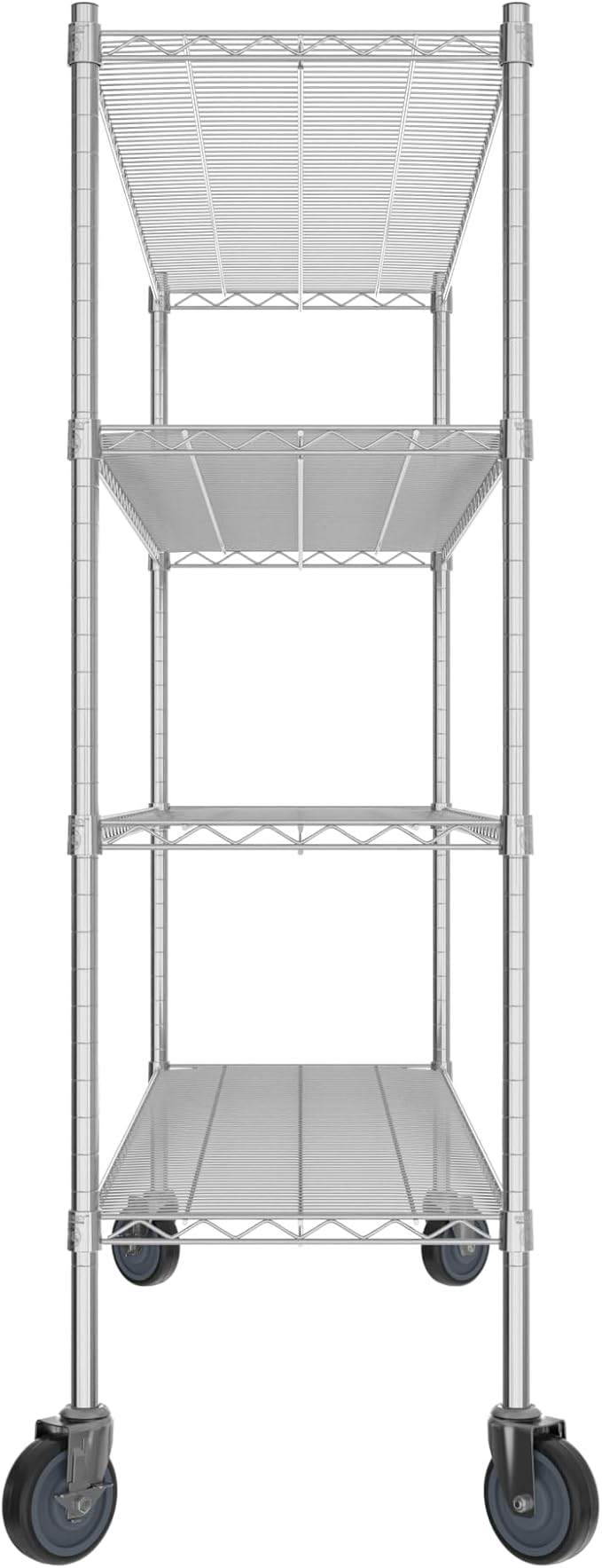 Commercial NSF Listed Chrome Mobile Wire Shelving Kit 18 x 60 x 60 with 4 Shelves Perfect for Warehouse Walk-in Refrigerator Freezer Grocery Store Restaurant Dishroom