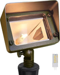 COLOER Brass Flood Lights with 4W 2700K LED G4 Bulb 12V Low Voltage Landscape Floodlights for Outside Outdoor Wall Lights Illuminating Signs Walls and Tree