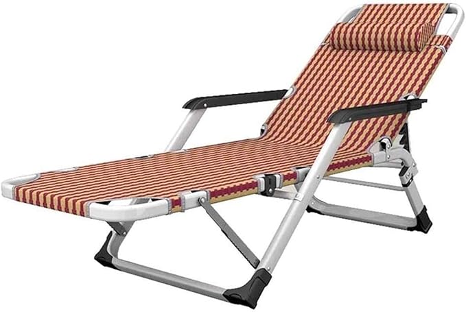 FWZJ Fashion Sun Loungers A Portable Folding Lounge Chair Home Office Nap Bed Outdoor Beach Bed Heavy Duty Padded Recliner Breathable and Comfortable