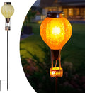 Outdoor Solar Lights Waterproof with Hot Air Balloon Flickering Flame Solar Garden Light Glass Landscape Lamp Stake Lights Outside Decor for Pathway Walkway Yard Patio