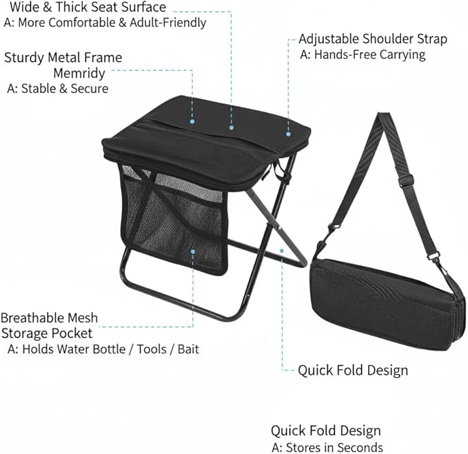 Portable Folding Camping Chair 2 Pack Lightweight Compact Backpack Stool for Outdoor Hiking Fishing Beach Concert and Garden13 inches x 10.62 inches x 12.2 inches
