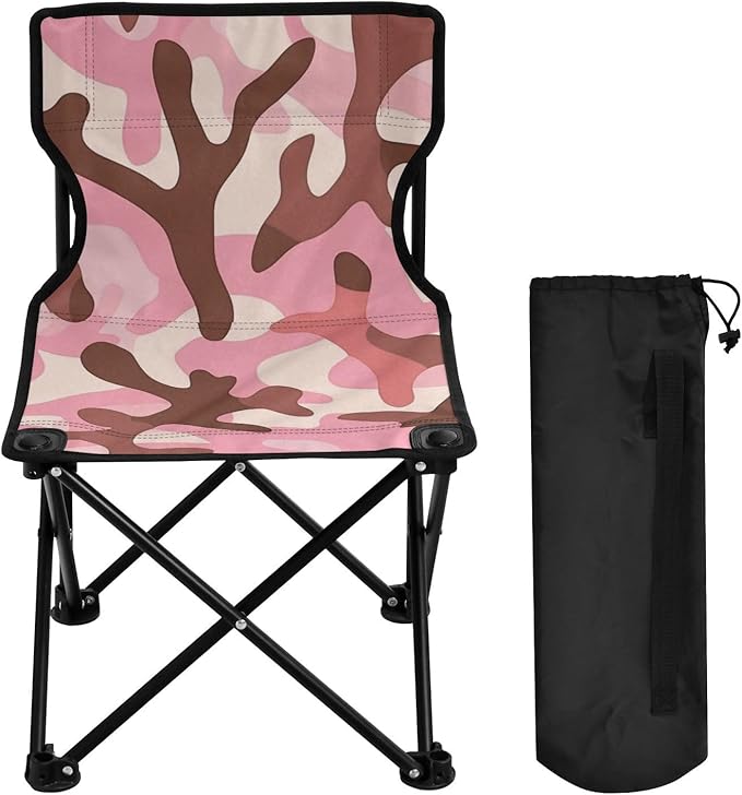 Coral Pastel Compact Youth Camping Chair Ultra-Lightweight Backpack Beach Chairs for Adults Includes Carry Bag for Outdoor