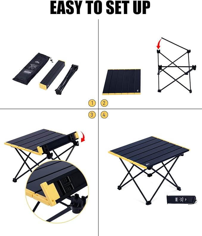 iClimb Ultralight Compact Camping Folding Table with Carry Bag (Green - L)