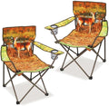 2 Pcs Animal Pattern Camping ChairFolding Backpacking Lightweight Beach Chair w/Cup HolderSide PocketCarry BagPortable Adults Lawn Chair for Family OutdoorHikingPartiesAntelope