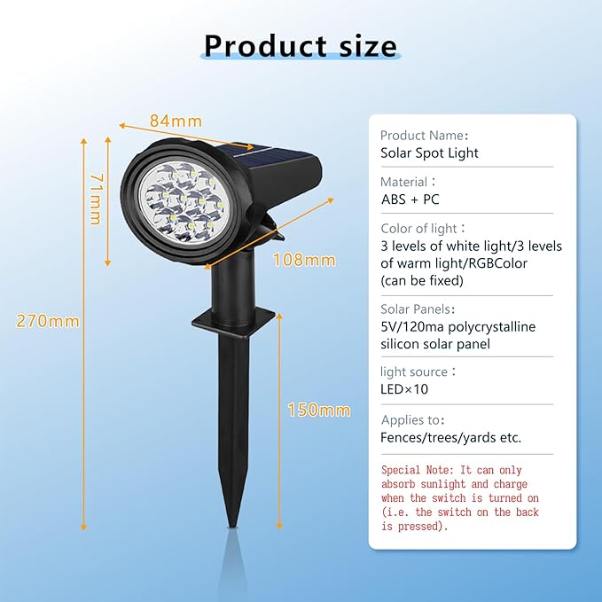 Solar Lights Outdoor Waterproof IP683 Lighting ModesSolar Spot Lights OutdoorDark Sensing Auto On/Off Solar Powered Garden Yard Spot Solar Lights for Outside Landscape (Cool White 4 Pack)