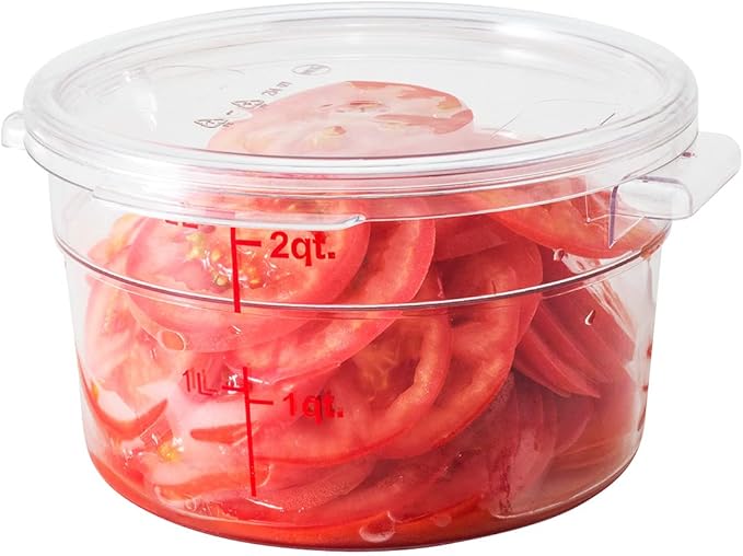 Restaurantware-LID ONLY: Met Lux Food Storage Container Lid 1 Round Marinating Container Lid - Containers Sold Separately With Date Indicator Clear Plastic Lid Dishwashable Freezable