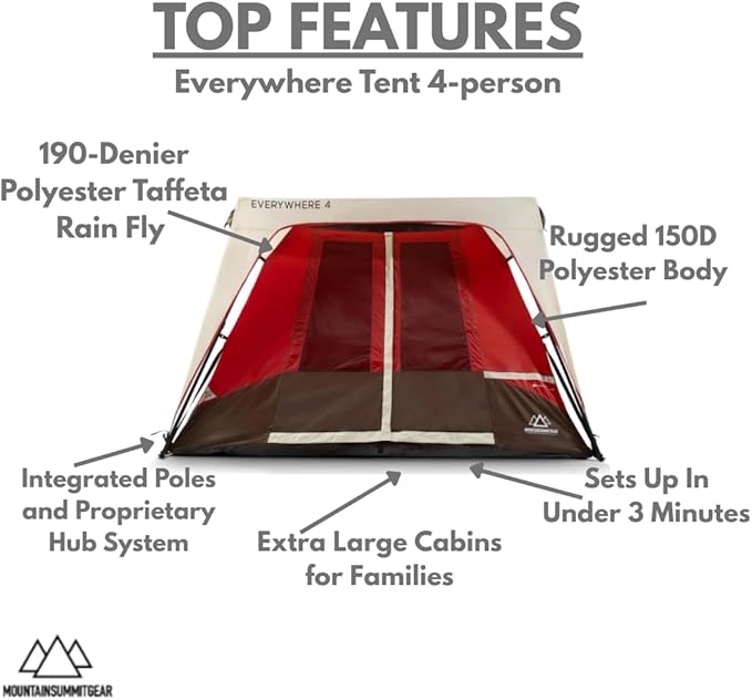 Rapid Series Quick Setup Camping Tent Integrated Steel Frame Family Tent Made with Waterproof 150d Fabric and 190d Fabric Rain Fly for Family Outdoor Camping