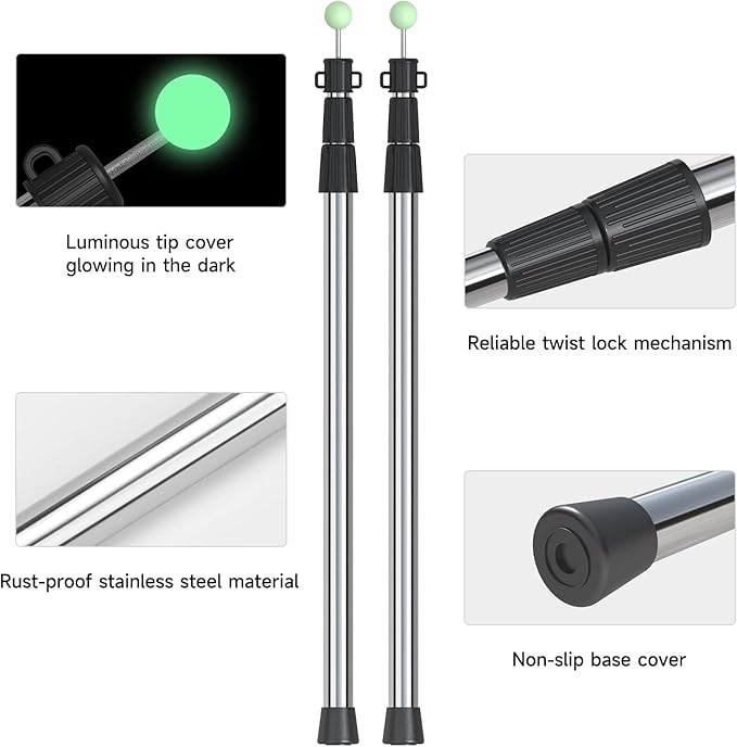 SANLIKE Stainless Steel Telescoping Tarp Poles 34-86.6 Heavy Duty Waterproof 22mm Thick 2.97 lbs for Canopy Awning Sun Shelter Backpacking Hiking Camping