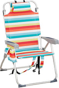 Beach Chairs for Adults with 5 Positions Folding Backpack Beach Chair with Headrest Cup Holder Towel Rack &amp Armrests Lightweight Camping Chairs for Lawn Concert Garden Picnic Rainbow Strip