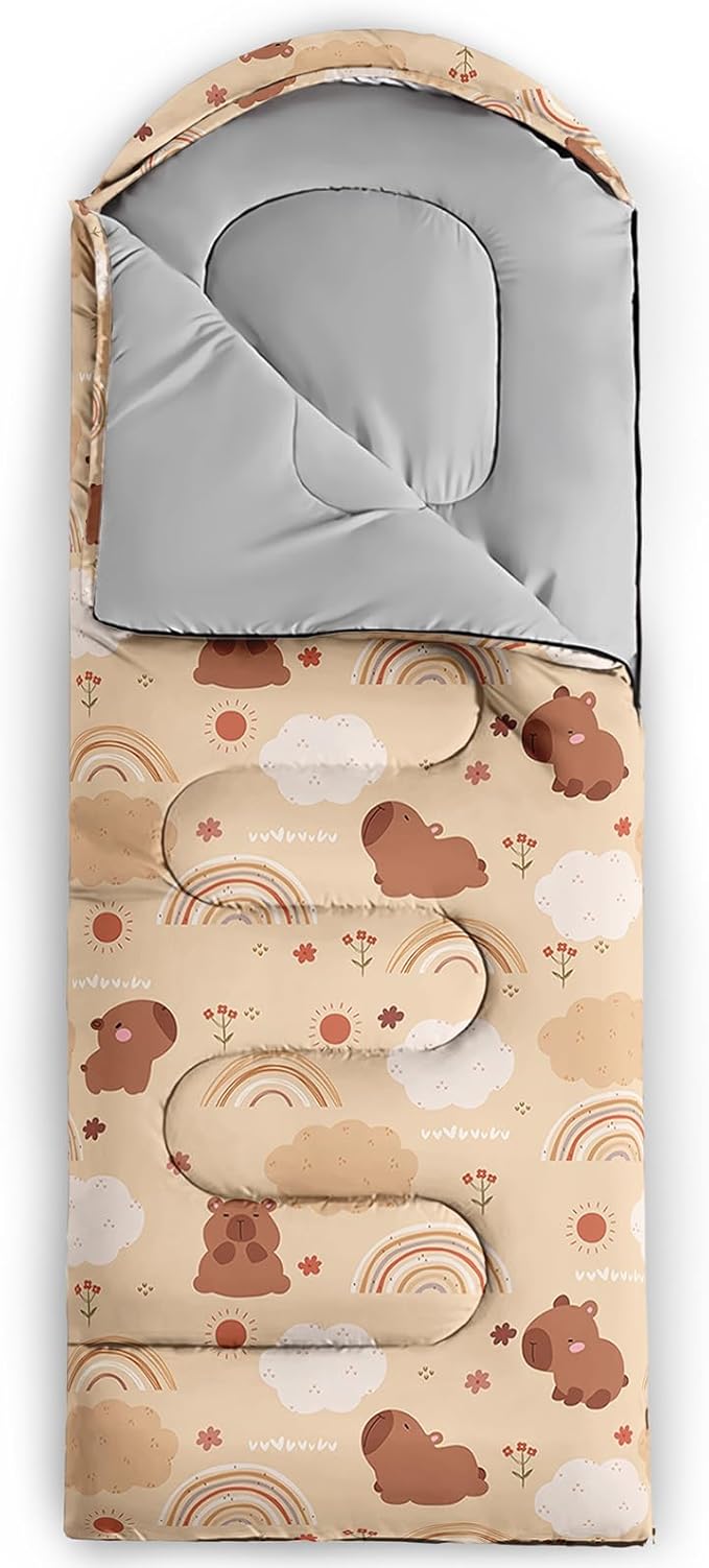 AILONEN Cartoon Camping Sleeping Bag for Boys Girls AdultsLightweight &amp Waterproof3 Season Warm &amp Cold WeatherPortablePrinted Sleeping BagTravelingCampingHiking