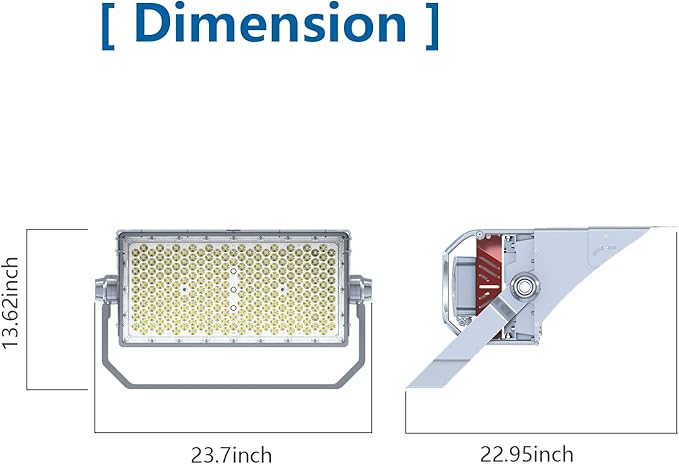 650W LED Stadium Flood Light 975000 Lumens Sports Outdoor Light 277-480V IP66 Waterproof 5000K Daylight 0-10V Dimming with Beam Angle 15° DLC/ETL Listed