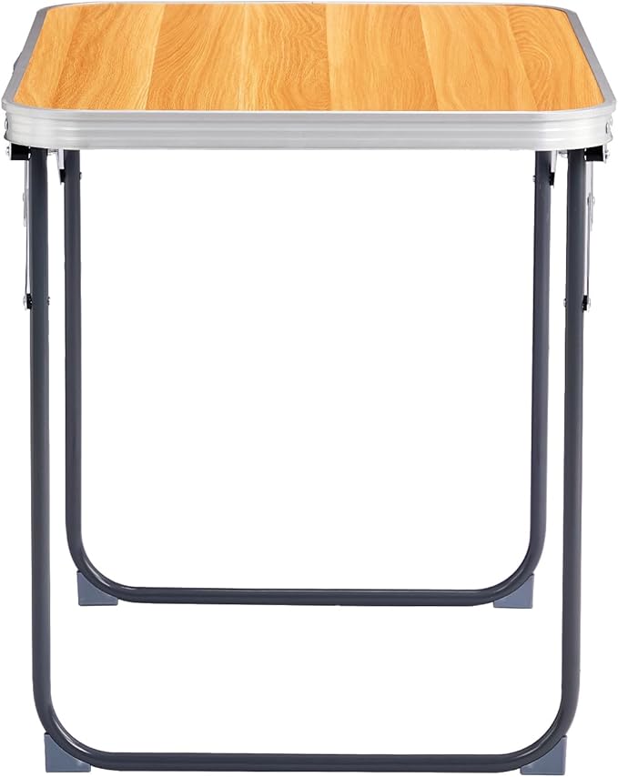 Folding Camping Table2.3FT Aluminum Folding Picnic TableHeavy Duty Utility TableIndoor Outdoor Portable Lightweight with Carrying Handlefor BackyardPicnicPartyBBQ (Wood Grain)