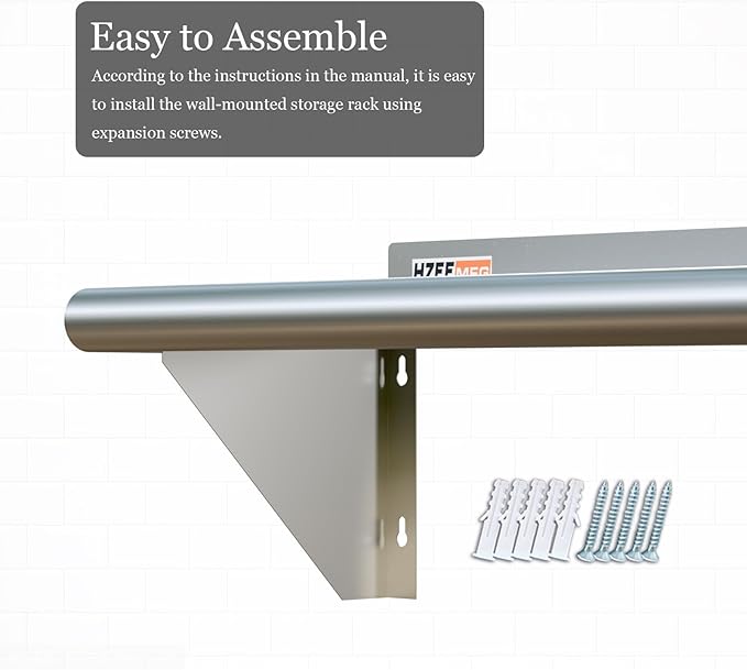 Stainless Steel Wall Mounted Shelf 14x24 Inches 18 Gauge Commercial Shelves Metal Storage Rack Shelves for Kitchen Restaurant Garage and Laundry